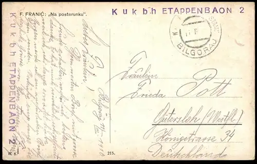 ALTE POSTKARTE F. FRANIC NA POSTERUNKU STEMPEL ETAPPENBAON 2 BILGORAJ REITER PFERD UNIFORM cpa Ansichtskarte postcard AK