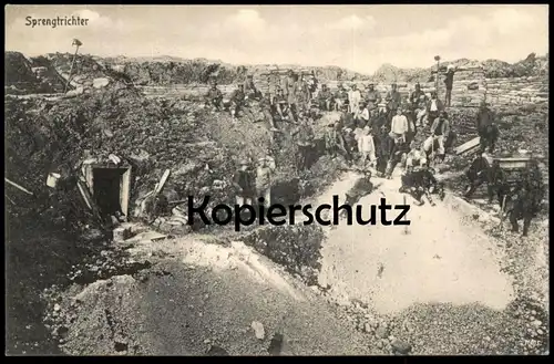 ALTE POSTKARTE SPRENGTRICHTER 1. WELTKRIEG WK I UNTERSTAND STELLUNG SOLDATEN SOLDAT cpa Ansichtskarte postcard AK