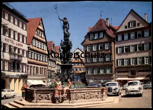 ÄLTERE POSTKARTE PEKAN DI TÜBINGEN AM NECKAR HOTEL LAMM OPEL VW MERCEDES Auto car cpa AK Ansichtskarten cpa