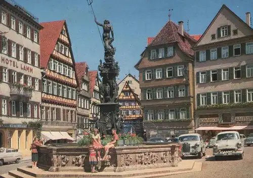 ÄLTERE POSTKARTE PEKAN DI TÜBINGEN AM NECKAR HOTEL LAMM OPEL VW MERCEDES Auto car cpa AK Ansichtskarten cpa