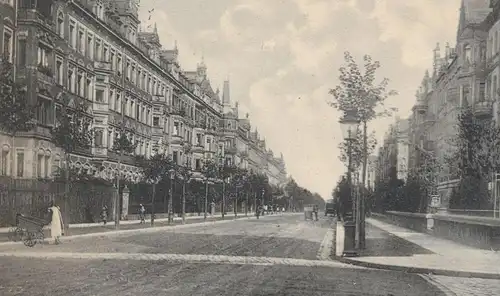 ALTE POSTKARTE CHEMNITZ WESTSTRASSE FRAU MIT KINDERWAGEN 1909 Sachsen AK Ansichtskarte postcard cpa