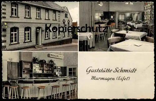 ALTE POSTKARTE MARMAGEN EIFEL GASTSTÄTTE SCHMIDT WICKÜHLER PILSENER SPIELAUTOMAT KAMINUHR Automat Nettersheim AK