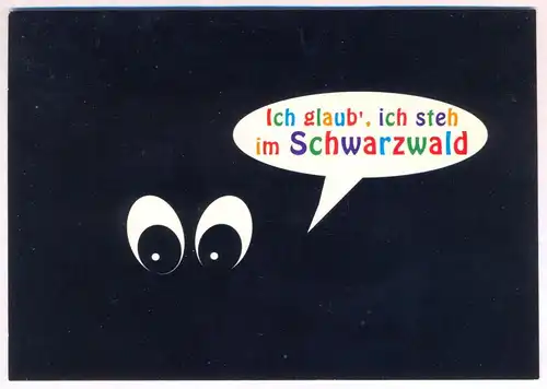 ÄLTERE HUMOR POSTKARTE ICH GLAUB ICH STEH IM SCHWARZWALD at night bei Nacht black forest humour Ansichtskarte postcard