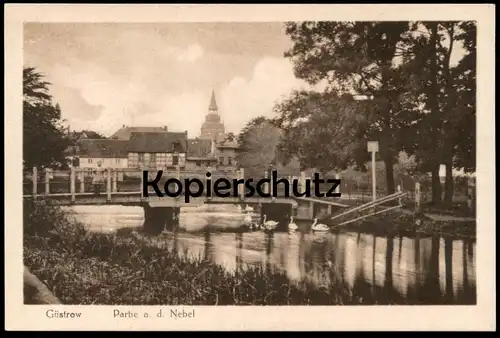 ALTE POSTKARTE GÜSTROW PARTIE AN DER NEBEL BRÜCKE bridge pont Ansichtskarte AK cpa postcard