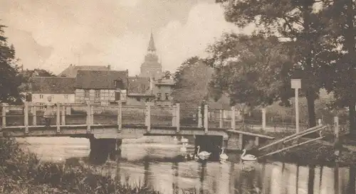 ALTE POSTKARTE GÜSTROW PARTIE AN DER NEBEL BRÜCKE bridge pont Ansichtskarte AK cpa postcard