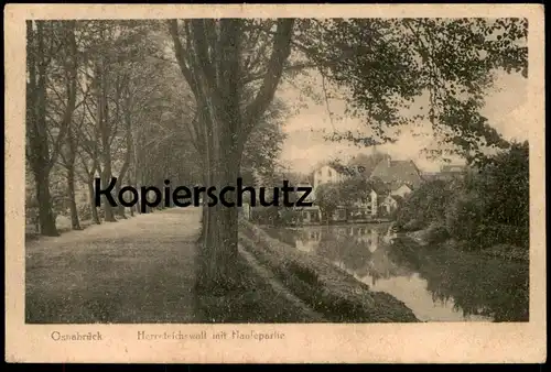 ALTE POSTKARTE OSNABRÜCK HERRNTEICHSWALL MIT HAASEPARTIE Hase Herrenteichswall Hasepartie Zentralbahnhof Ansichtskarte