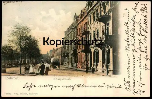 ALTE POSTKARTE DUISBURG RUHRORT KÖNIGSTRASSE KUTSCHE 1908 Ansichtskarte AK cpa postcard