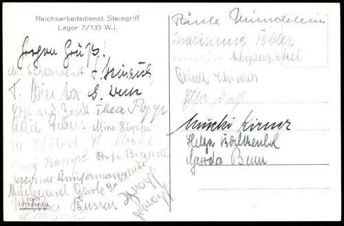 ALTE POSTKARTE REICHSARBEITSDIENST LAGER STEINGRIFF RAD 7/133 NEUBURG-SCHROBENHAUSEN Bayern Ansichtskarte AK postcard