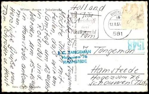 ÄLTERE POSTKARTE WITTEN ANNEN BEBELSTRASSE LOTTO TOTO J. NEUHAUS VW KÄFER CABRIO cpa postcard AK Ansichtskarte