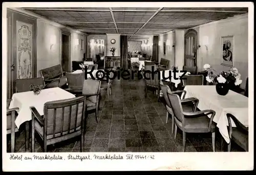 ALTE POSTKARTE HOTEL AM MARKTPLATZ STUTTGART ZELLER TEL.  Stempel Zensurstelle 316 cpa postcard AK Ansichtskarte