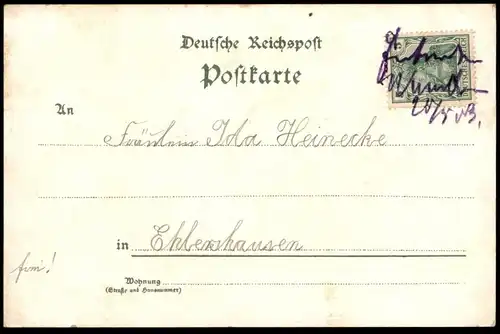 ALTE LITHO POSTKARTE GRUSS AUS CELLE RATHAUS GESCHÄFT FR. WÖHRMANN 1903 NACHTRÄGLICH HANDSCHRIFTLICH ENTWERTET