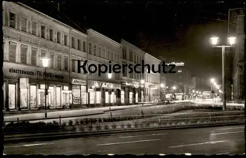 ALTE POSTKARTE KAISERSLAUTERN FRUCHTHALLSTRASSE HOTEL PFÄLZER HOF BÜRSTENWAREN F. FRICK AM ABEND BEI NACHT night nuit