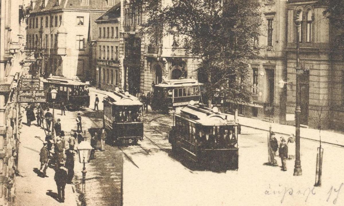 ALTE POSTKARTE GRUSS AUS DUISBURG 1899 STRASSENBAHN MÖBEL