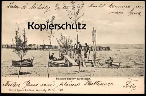 ALTE POSTKARTE BALATON-BERÉNY FÜRDÖTELEP BOOTE STEG UNGARN hungary Magyarorszag postcard Ansichtskarte cpa AK