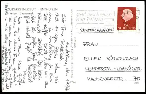 ÄLTERE POSTKARTE ZUIDERZEEMUSEUM ENKHUIZEN INTERIEUR ZAANSTREEK TRACHT postcard Ansichtskarte cpa AK