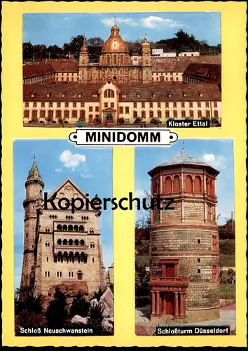 ÄLTERE POSTKARTE MINIDOMM RATINGEN-BREITSCHEID MINIATUR KLOSTER ETTAL NEUSCHWANSTEIN FREIZEITPARK Ansichtskarte postcard