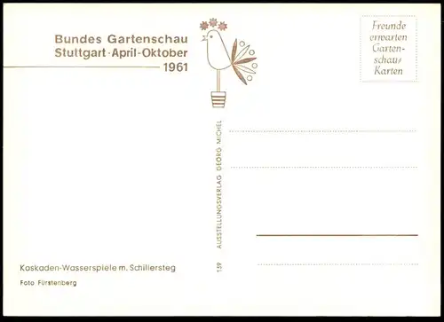 ÄLTERE POSTKARTE BUNDESGARTENSCHAU STUTTGART APRIL - OKTOBER 1961 GARTENSCHAU KASKADEN Ansichtskarte postcard AK cpa