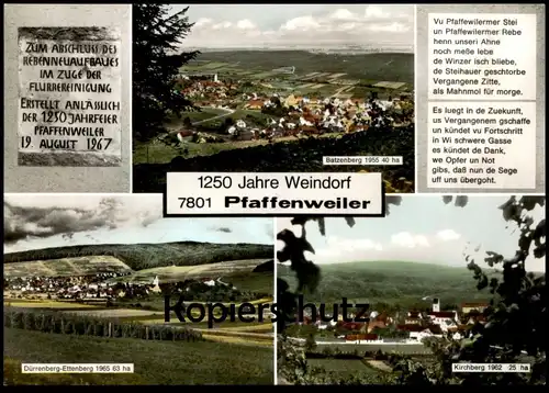 ÄLTERE POSTKARTE 1250 JAHRE WEINDORF 7801 PFAFFENWEILER BATZENBERG KIRCHBERG DÜRRENBERG ETTENBERG Ansichtskarte postcard