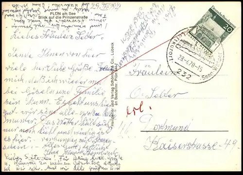 ÄLTERE POSTKARTE PLÖN AM SEE BLICK AUF DIE PRINZENSTRASSE AK Ansichtskarte postcard cpa