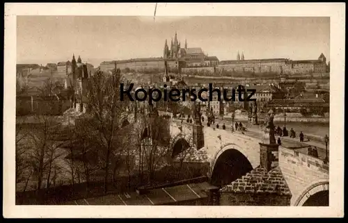 ALTE POSTKARTE PRAGUE THE CASTLE OF HRADCANY AND THE KING CHARLES BRIDGE Praha Prag cpa AK Ansichtskarte postcard