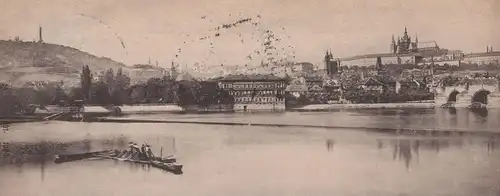 ALTE POSTKARTE GRUSS AUS PRAG ! BLICK VOM FRANZENS-QUAI Franzenskai Franzensquai Kai Praha ship Schiff cpa postcard