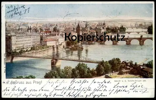 ALTE POSTKARTE GRUSS AUS PRAG ! ANSICHT VON DEN RUDOLFS-ANLAGEN AUS Praha cpa AK Ansichtskarte postcard