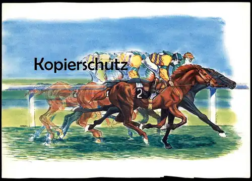 ÄLTERE KÜNSTLER POSTKARTE PFERDERENNEN SIGN. ERICH SOKOL Pferd Pferde Jockey Jockei horse racing postcard Ansichtskarte