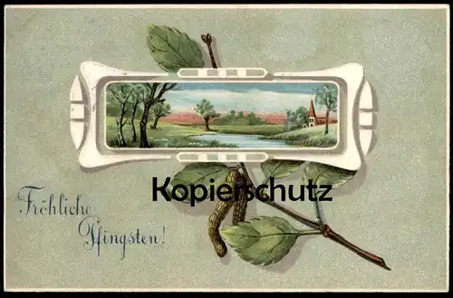 ALTE PRÄGE POSTKARTE FRÖHLICHE PFINGSTEN embossed gauffrée cpa AK postcard Ansichtskarte