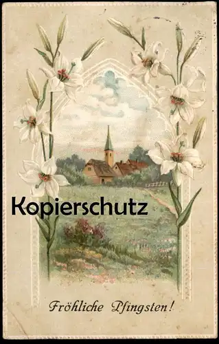ALTE PRÄGE POSTKARTE FRÖHLICHE PFINGSTEN embossed gauffrée cpa AK postcard Ansichtskarte
