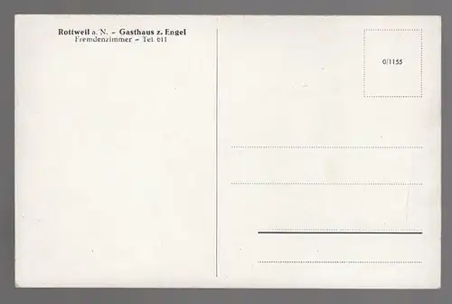 ALTE POSTKARTE ROTTWEIL AM NECKAR GASTHAUS ZUM ENGEL 1936 Wappen Fremdenzimmer cpa AK postcard Ansichtskarte
