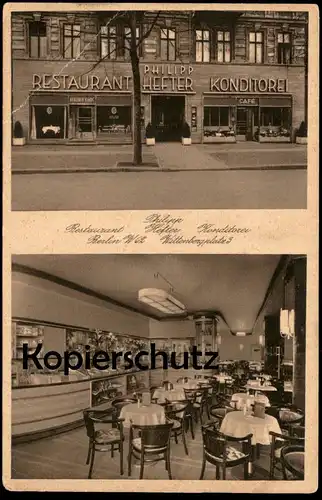 ALTE POSTKARTE BERLIN KONDITOREI PHILIPP HEFTER RESTAURANT W62 WITTENBERGPLATZ 3 Berlin Kindl postcard cpa AK