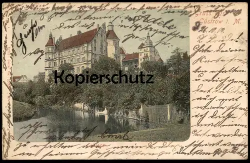 ALTE POSTKARTE GRUSS AUS GÜSTROW IN MECKLENBURG SCHLOSS castle chateau postcard cpa AK Ansichtskarte