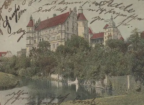ALTE POSTKARTE GRUSS AUS GÜSTROW IN MECKLENBURG SCHLOSS castle chateau postcard cpa AK Ansichtskarte