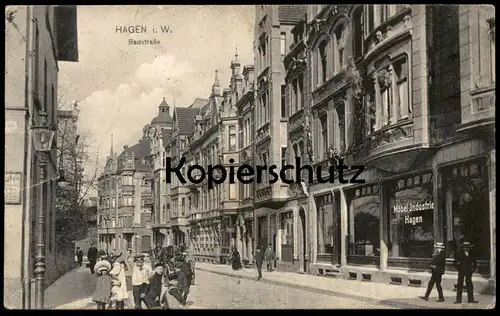 ALTE POSTKARTE HAGEN WESTFALEN BADSTRASSE WERBUNG MÖBEL-INDUSTRIE children Kinder enfants cpa Ansichtskarte postcard