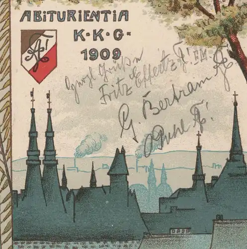 ALTE LITHO POSTKARTE AACHEN ABITURIENTIA 1909 Studentika Couleur Studentica cpa AK Ansichtskarte postcard