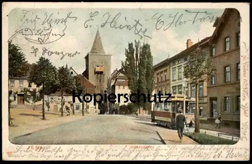 ALTE POSTKARTE JENA JOHANNISPLATZ STRASSENBAHN FUSSGÄNGER tram tramway cpa AK Ansichtskarte postcard