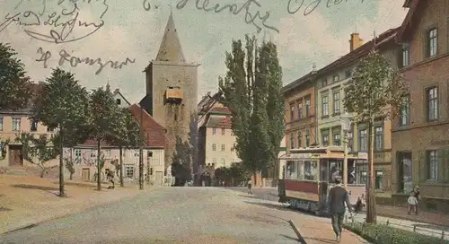 ALTE POSTKARTE JENA JOHANNISPLATZ STRASSENBAHN FUSSGÄNGER tram tramway cpa AK Ansichtskarte postcard