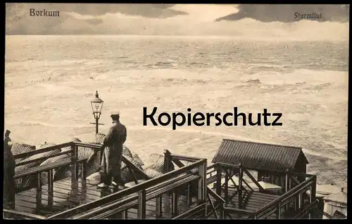 ALTE POSTKARTE BORKUM STURMFLUT STURM FLUT WELLEN storm flood cpa AK Ansichtskarte postcard