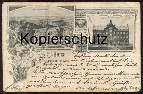 ALTE POSTKARTE GRUSS AUS HILTRUP BEI MÜNSTER HERZ-JESU-MISSIONSHAUS HAUS DER MISSIONSSCHWESTERN Ansichtskarte postcard