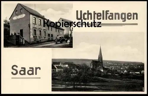 ALTE POSTKARTE SAAR UCHTELFANGEN WIRTSCHAFT JAKOB BALTES Illingen oldtimer old car Ansichtskarte postcard cpa AK