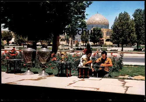 ÄLTERE POSTKARTE ISFAHAN SHEIKH LOTFOLLAH MOSQUE Shikh Lotfolah Iran Persia Moschee two men tea Tee Ansichtskarte cpa AK