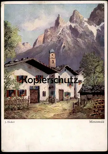 ÄLTERE KÜNSTLER POSTKARTE MITTENWALD JAKOB HECKER postcard Ansichtskarte cpa AK