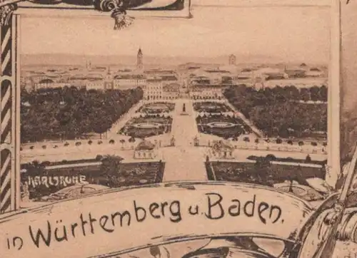 ALTE POSTKARTE ERINNERUNG AN DIE KAISER-MANÖVER IM SEPTEMBER 1909 KAISER WILHELM II KARLSRUHE BAD MERGENTHEIM cpa AK