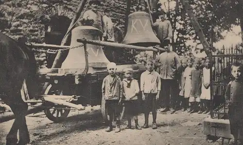 ALTE POSTKARTE ABSCHIEDSGRUSS DER DELLWIGER KIRCHENGLOCKEN DELLWIG ESSEN KINDER KIND Glocken bell bells cloche clarines