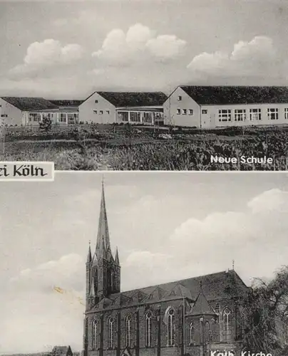 ALTE POSTKARTE HÜRTH GLEUEL BEI KÖLN NEUE SCHULE JUGENDHEIM KATHOLISCHE KIRCHE GASTSTÄTTE cpa AK Ansichtskarte postcard