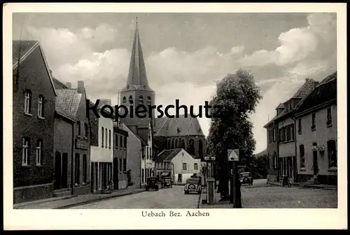ALTE POSTKARTE UEBACH BEZ. AACHEN OBERSTRASSE Palenberg ARAL TANKSTELLE filling station Benzin service Ansichtskarte
