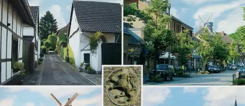 ÄLTERE POSTKARTE STOMMELN AN ST. MARTIN HAUPTSTRASSE MÜHLE IM SOMMER MIT KIRCHE bei Pulheim Windmühle windmill moulin AK