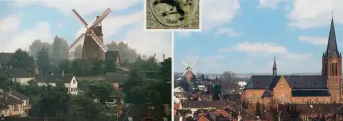 ÄLTERE POSTKARTE STOMMELN AN ST. MARTIN HAUPTSTRASSE MÜHLE IM SOMMER MIT KIRCHE bei Pulheim Windmühle windmill moulin AK