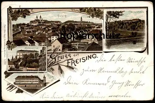ALTE LITHO POSTKARTE GRUSS AUS FREISING KNABENSEMINAR KLERIKALSEMINAR WEIHENSTEPHAN AK Ansichtskarte postcard cpa