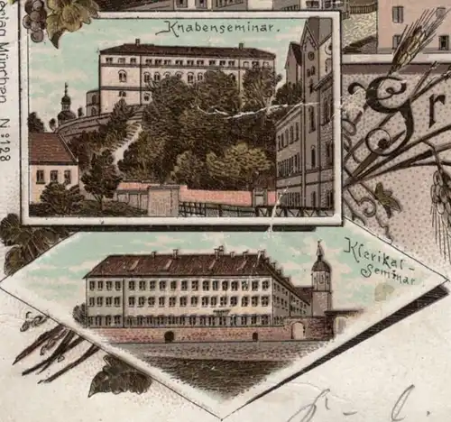 ALTE LITHO POSTKARTE GRUSS AUS FREISING KNABENSEMINAR KLERIKALSEMINAR WEIHENSTEPHAN AK Ansichtskarte postcard cpa